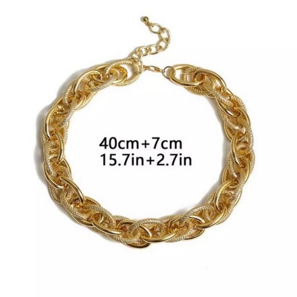 NEW Gold Chunky Link Chain Necklace - Picture 4 of 12